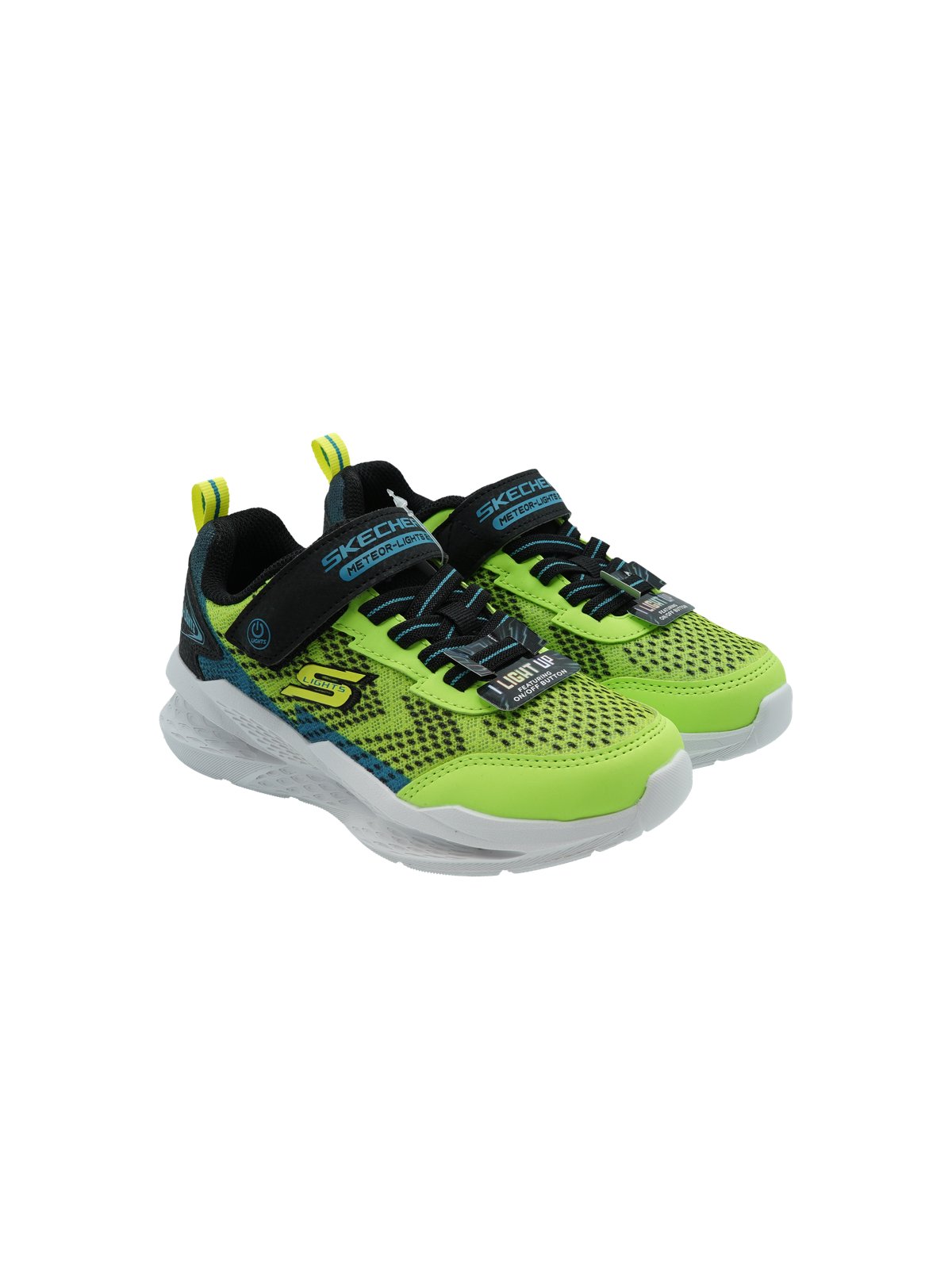 Skechers Meteor Light 2.0 Lime Black - Sneakers Illuminate Bambino