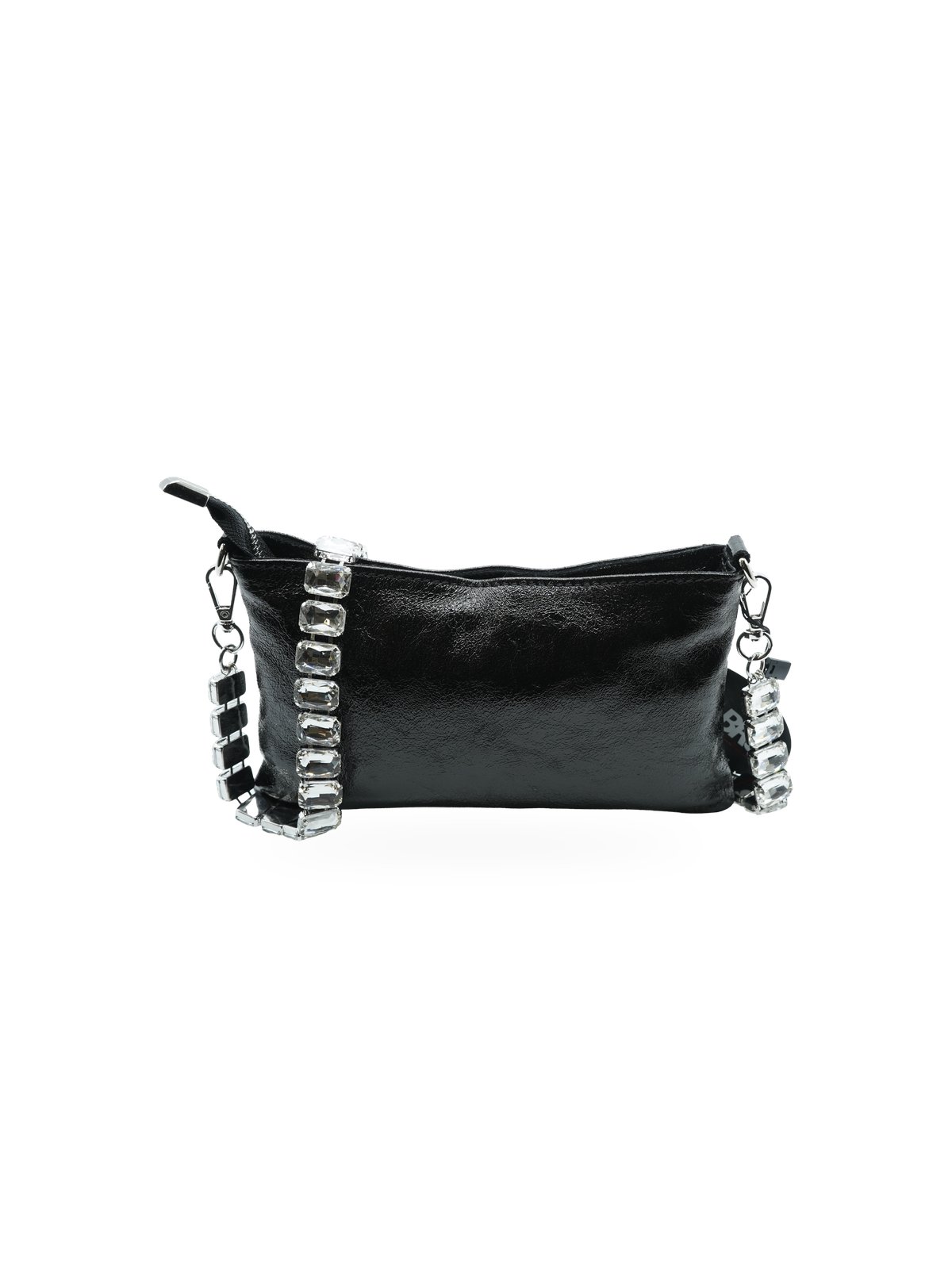 MBRC Borsa Tracolla Laminato Strass Nero - Eleganza Glamour