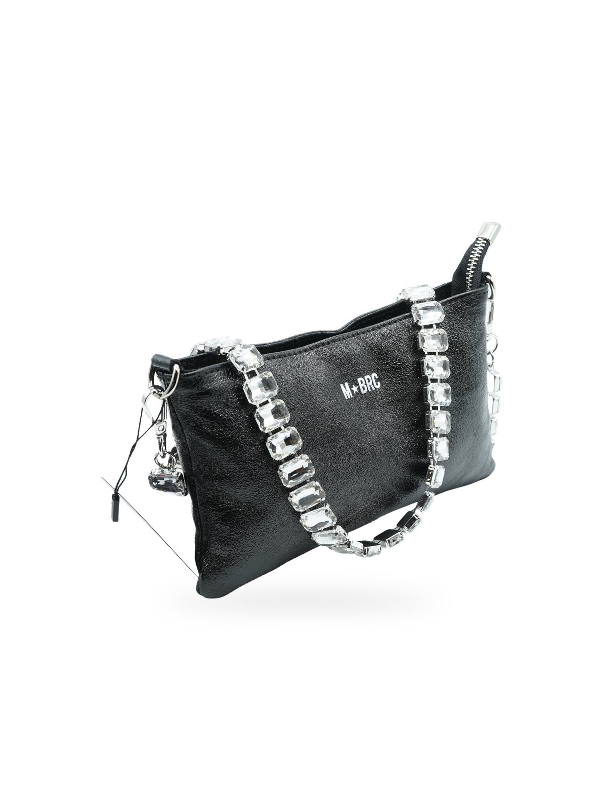 MBRC Borsa Tracolla Laminato Strass Nero - Eleganza Glamour - Foto 2