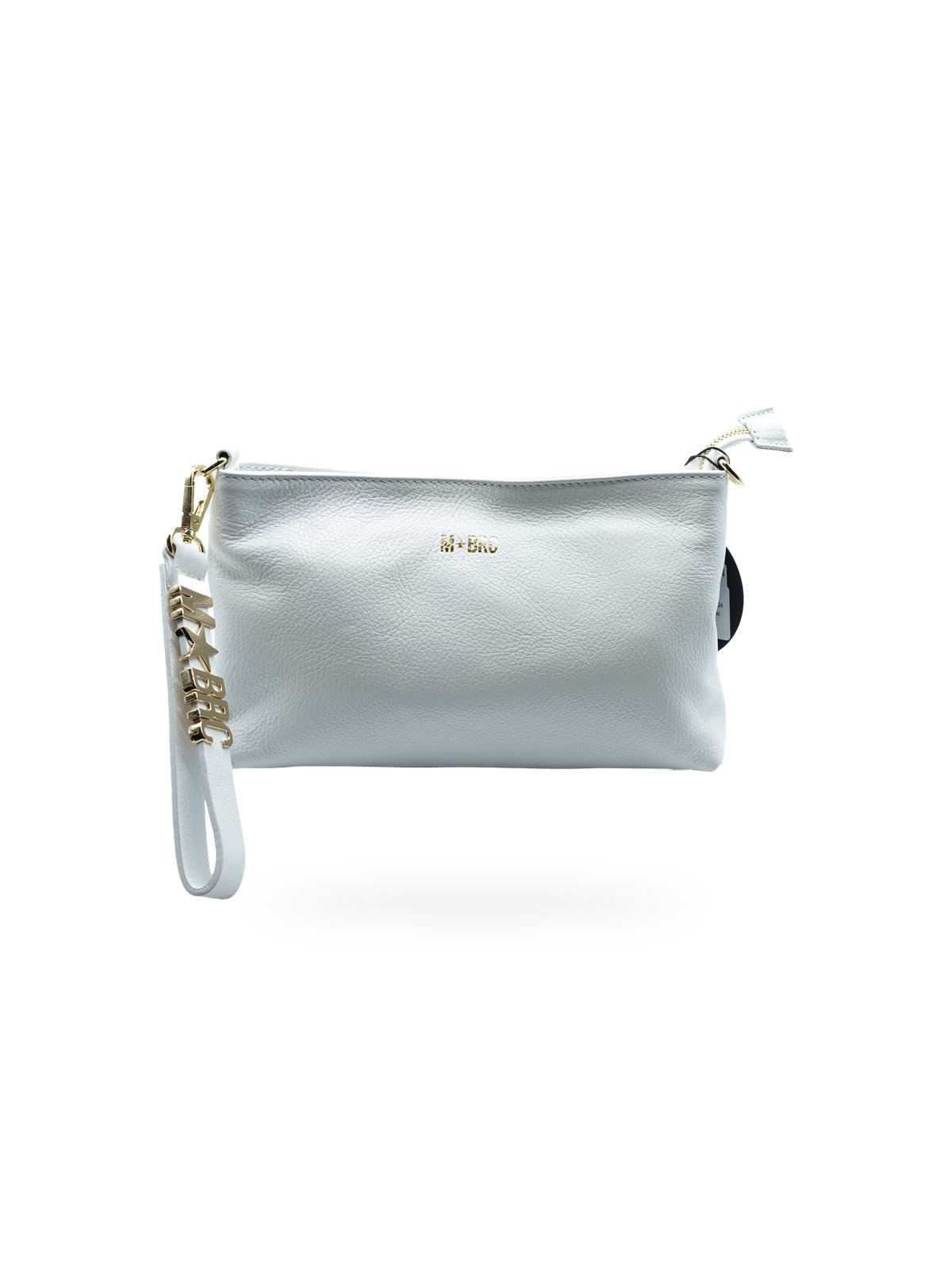 MBRC Borsa Tracolla Bianca Pelle con Dettagli Oro - H153BIANCO