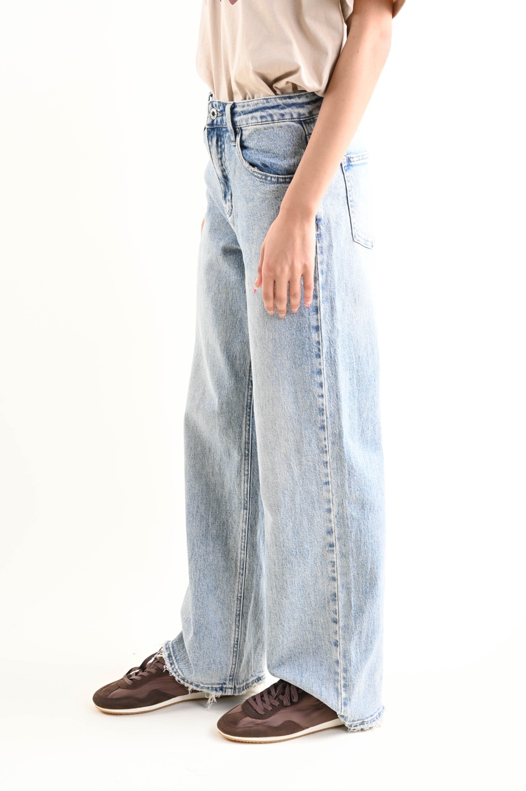 Jeans Donna a Gamba Dritta con Orli Ripped – Myastreet O175001-06 - Foto 3