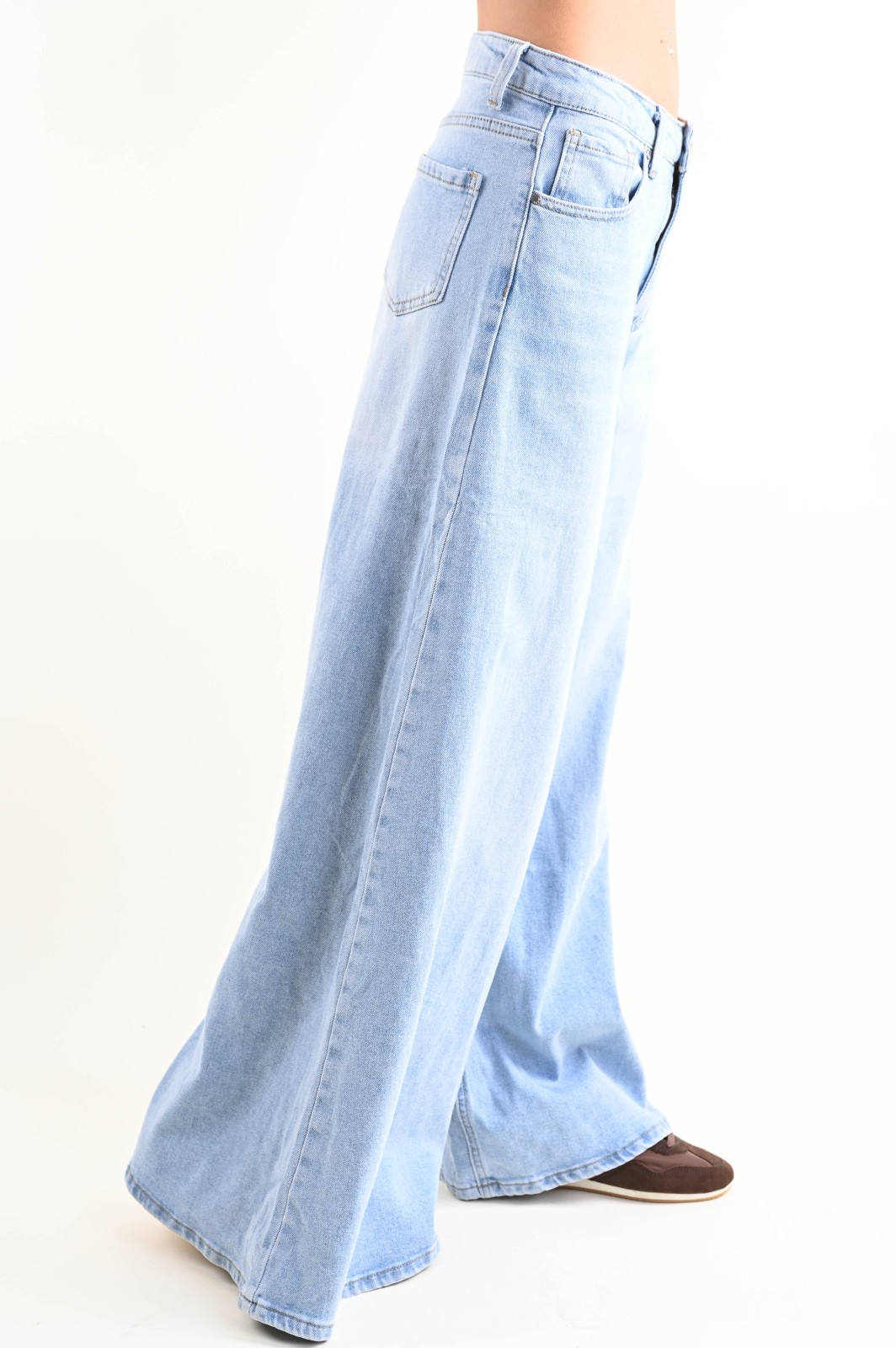 Jeans Donna Wide-Leg a Vita Alta Lavaggio Chiaro – Myastreet O172251-06 - Foto 3
