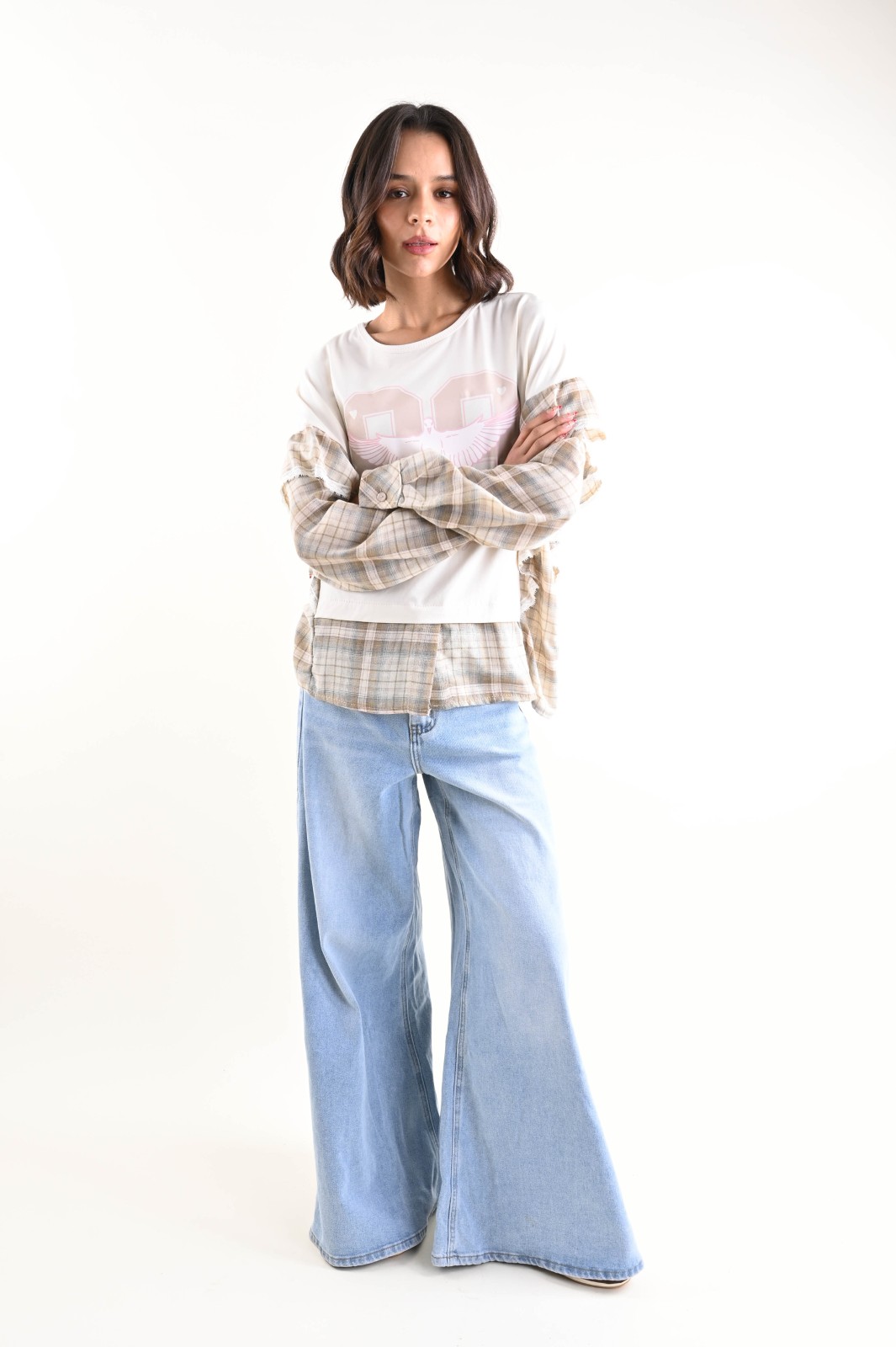 Jeans Donna Wide-Leg a Vita Alta Lavaggio Chiaro – Myastreet O172251-06 - Foto 4