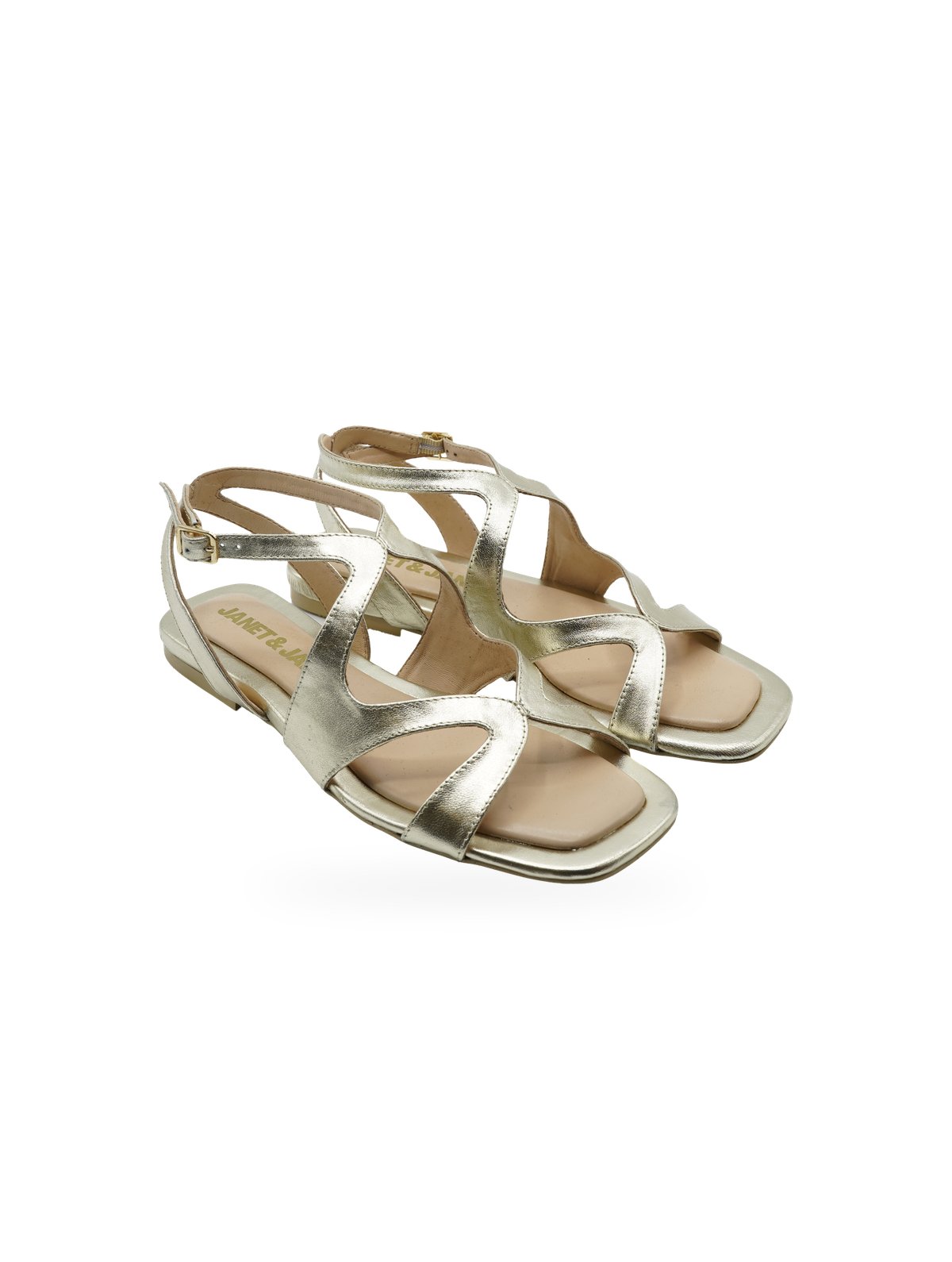 Janet & Janet Sandalo Donna Oro con Fascette Sinuose Oro