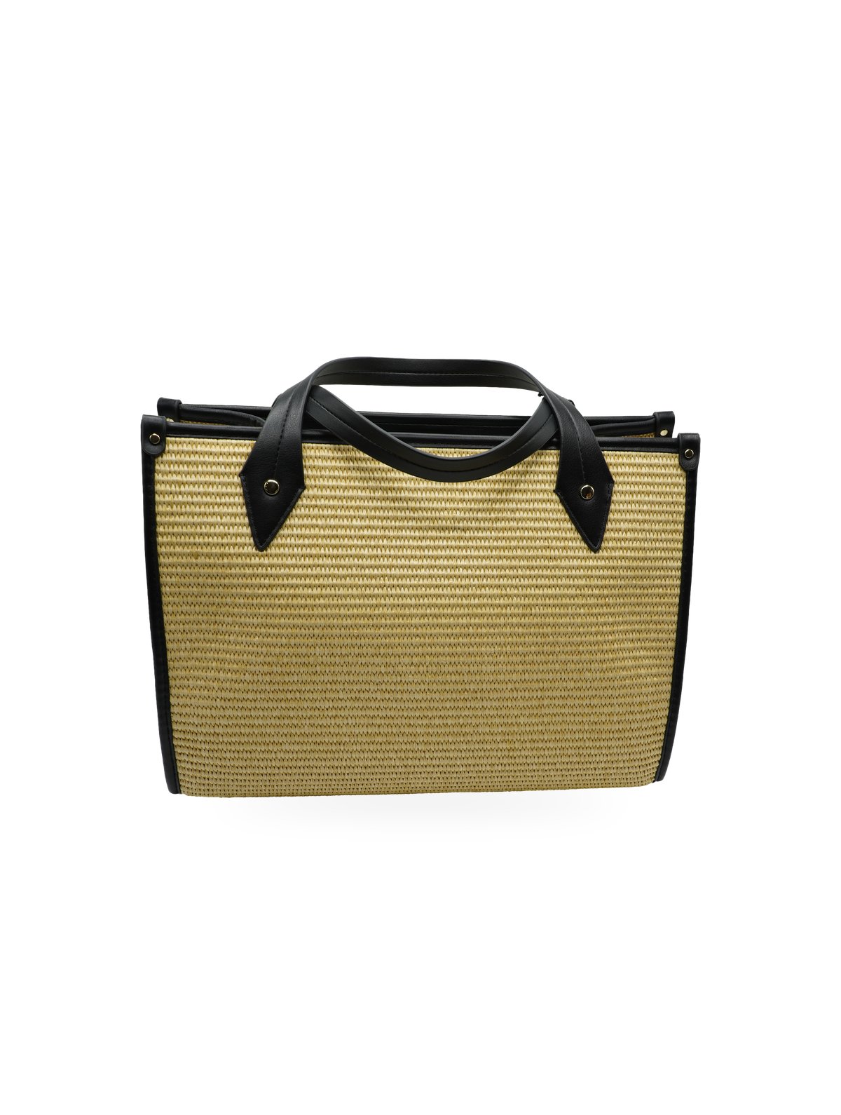 Tosca Blu Borsa Shopper Rafia Beige e Pelle Nera - Foto 3