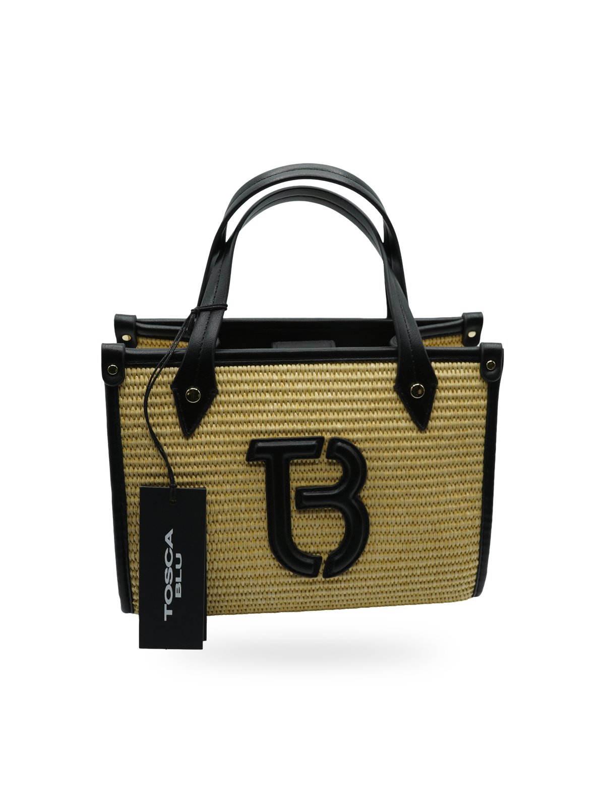 Tosca Blu Borsa Piccola Rafia Beige e Pelle Nera TS26BB191