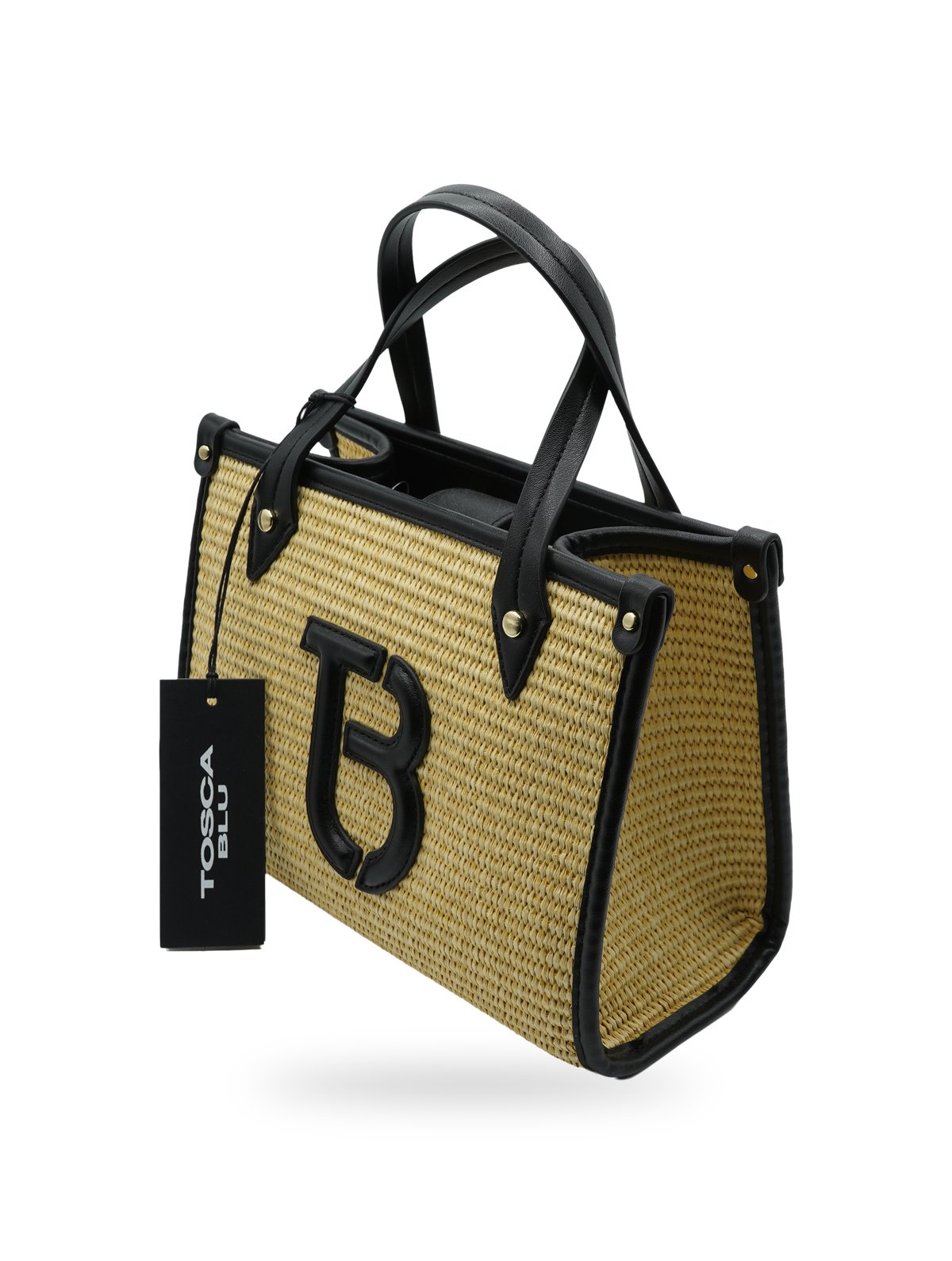 Tosca Blu Borsa Piccola Rafia Beige e Pelle Nera TS26BB191 - Foto 2